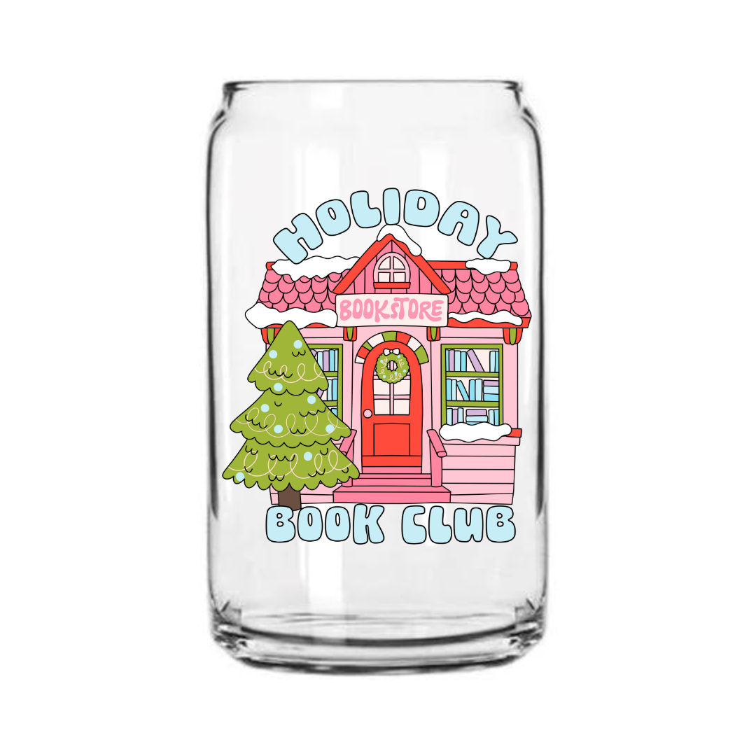 Holiday Book Club Glass Can