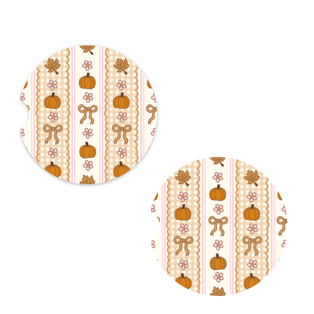Pumpkin Stripes Car Coasters
