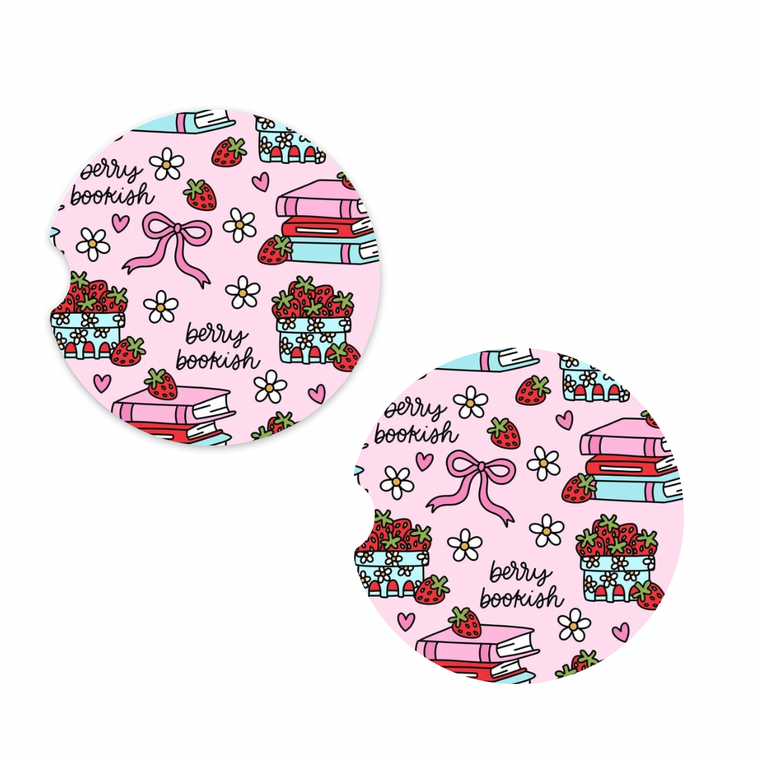 Berry Bookish Car Coasters