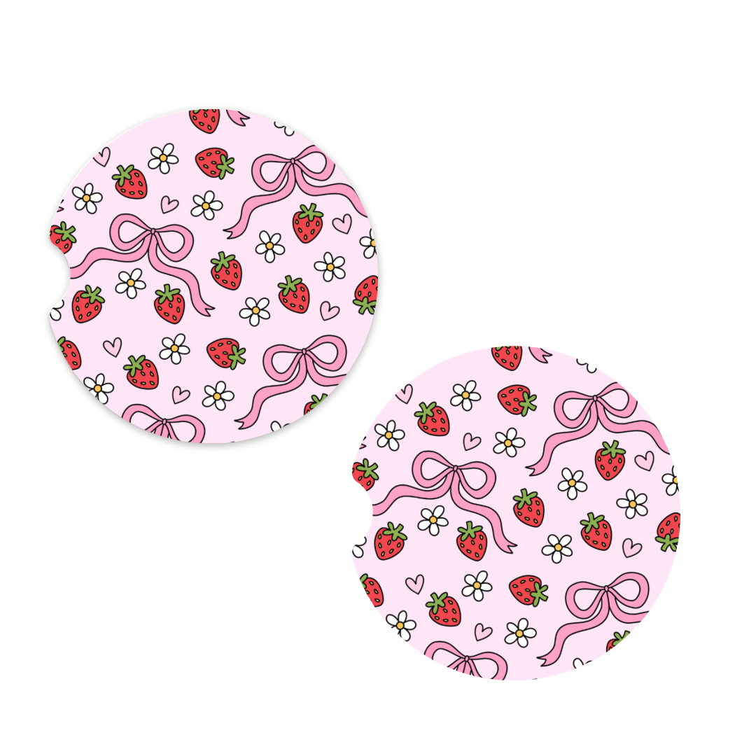 Strawberry Bow Car Coasters