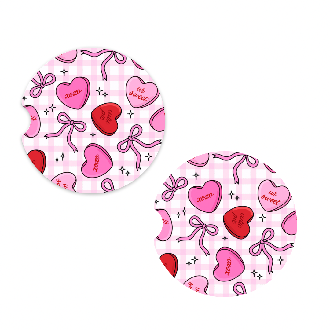 Candy Hearts Car Coasters