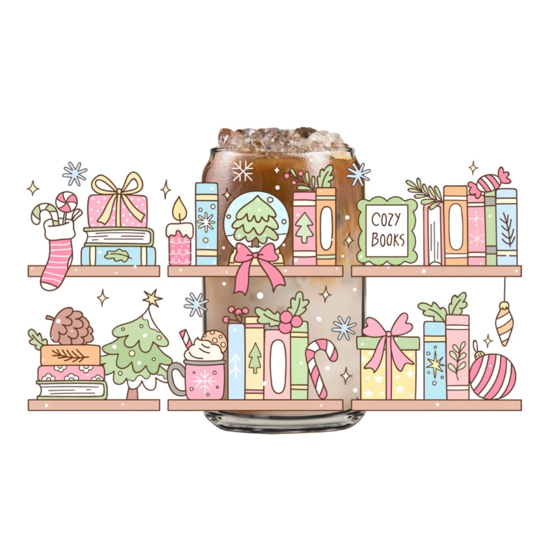 Holiday Bookshelf Glass Can