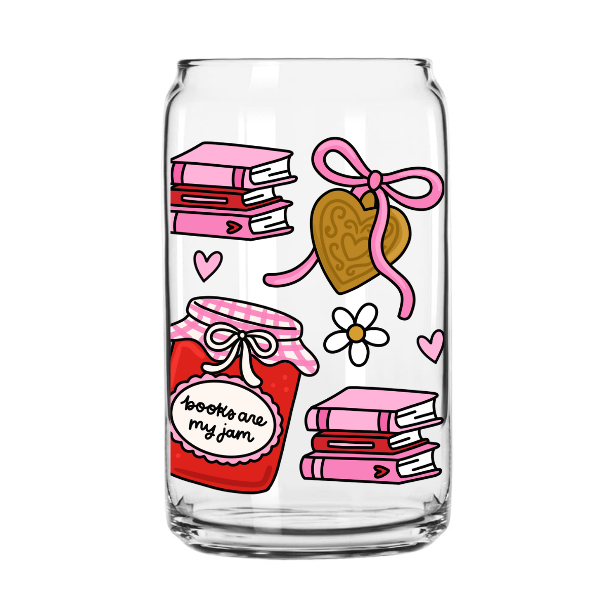 Books Are My Jam Glass Can