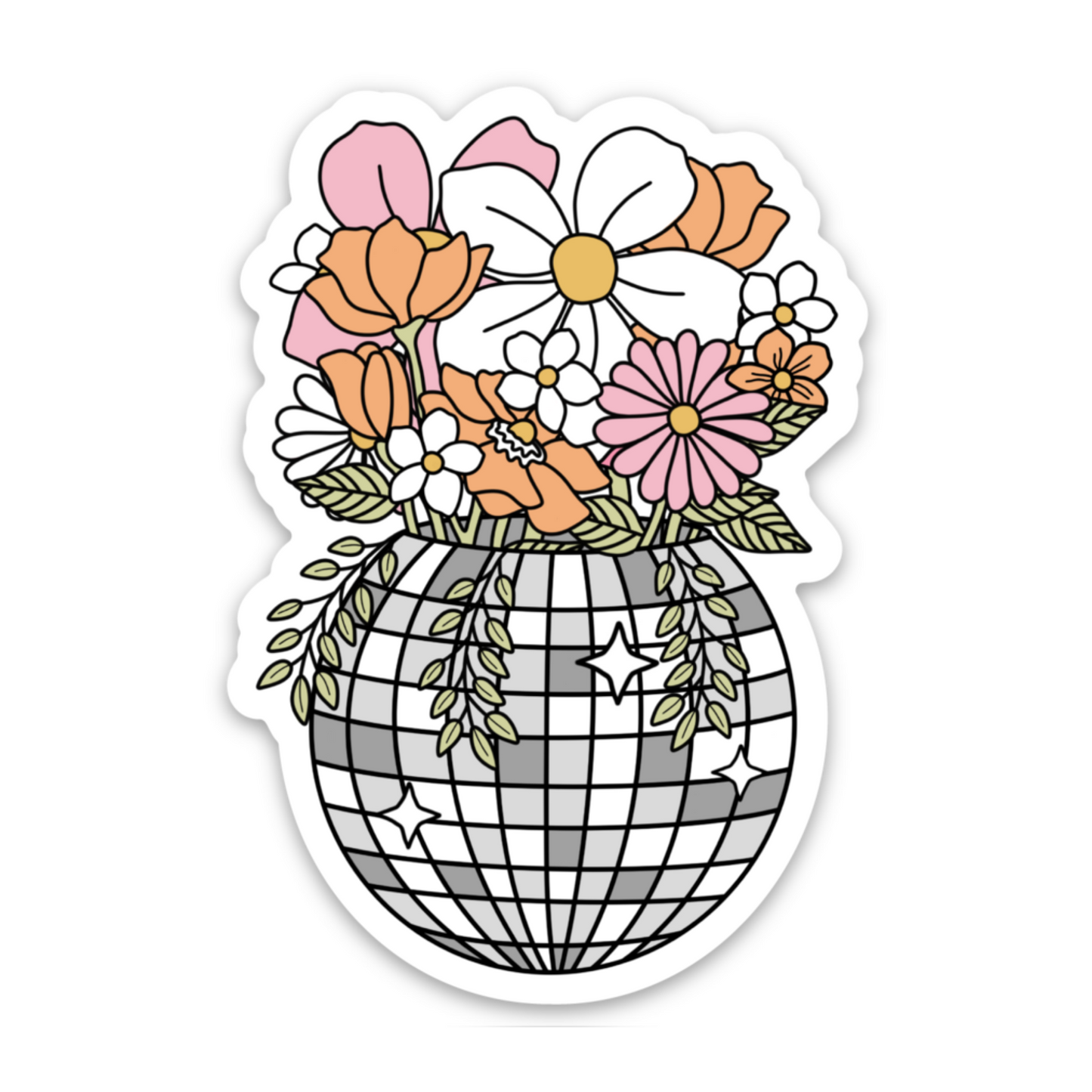 Flower Disco Ball | Weatherproof Sticker