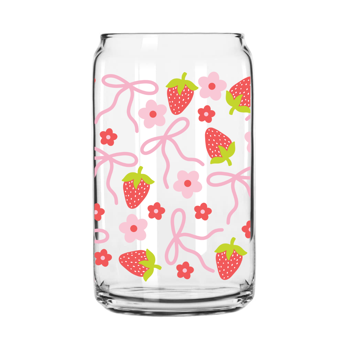 Strawberry Bows S Glass Can