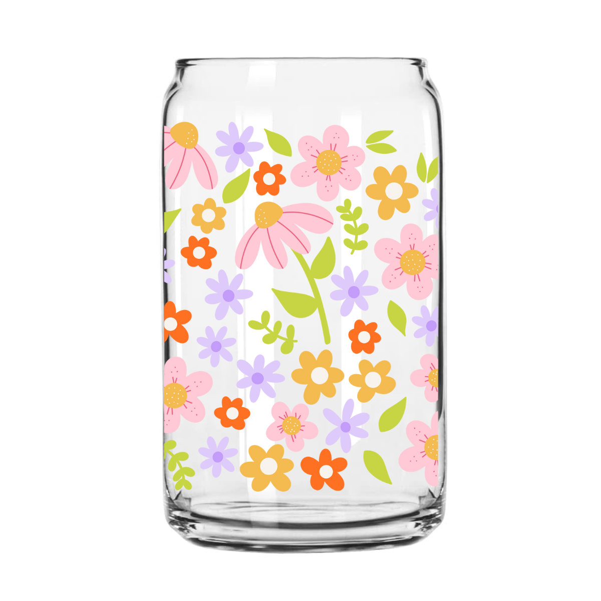 Floral Glass Can