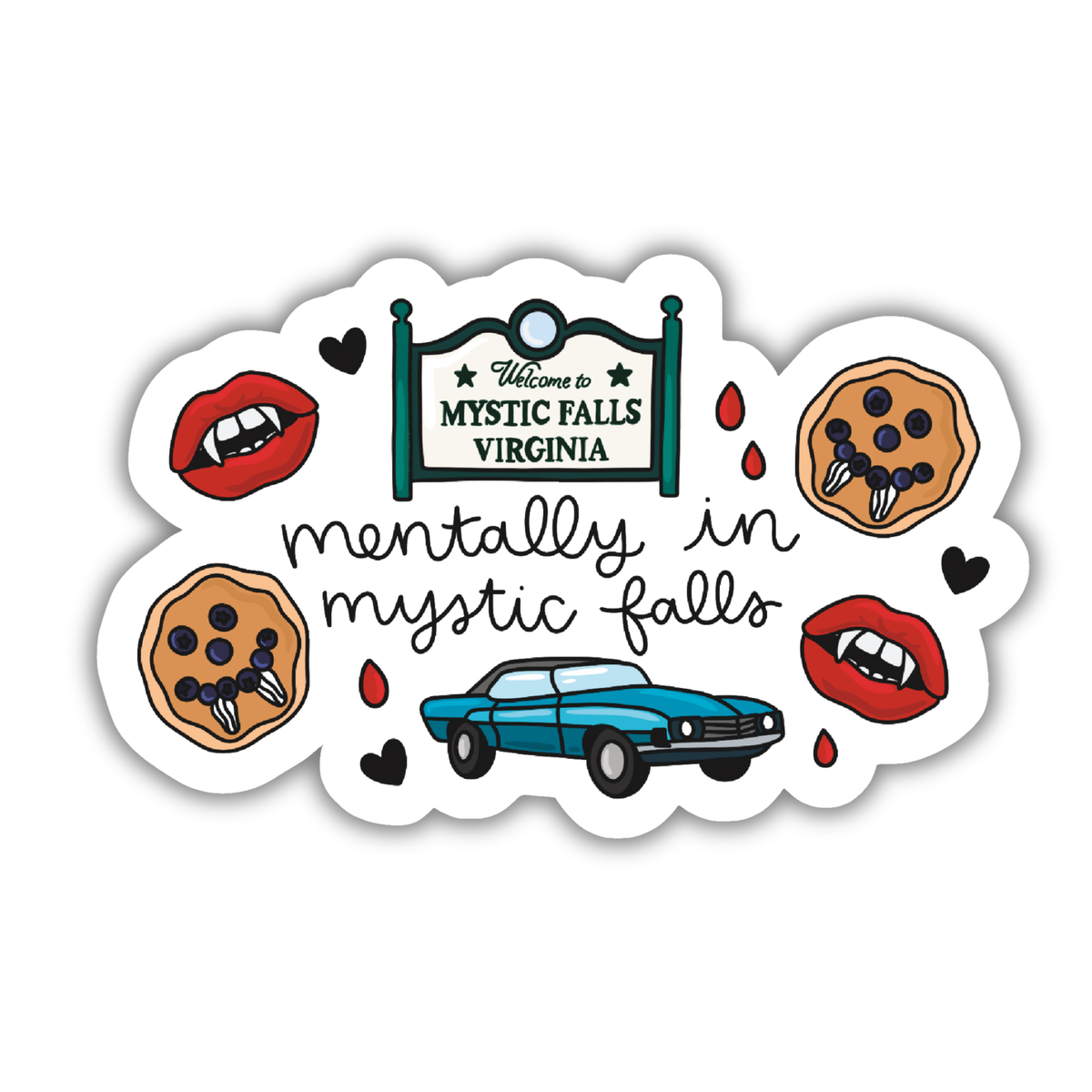 Mystic Falls Small Weatherproof Sticker