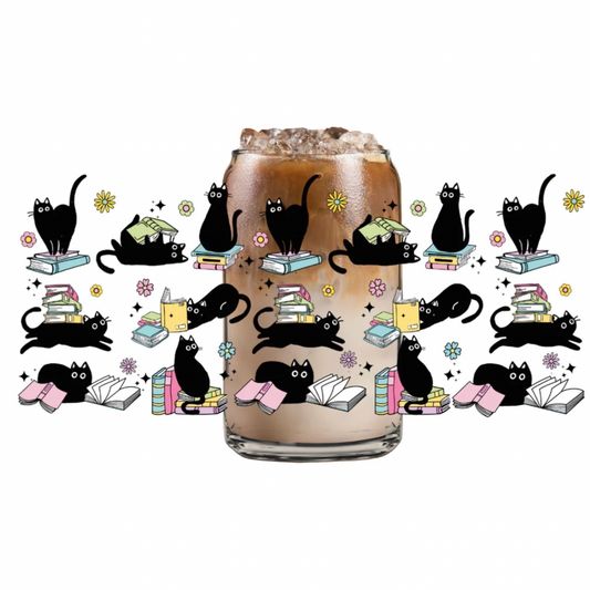 Reading Cat Glass Can