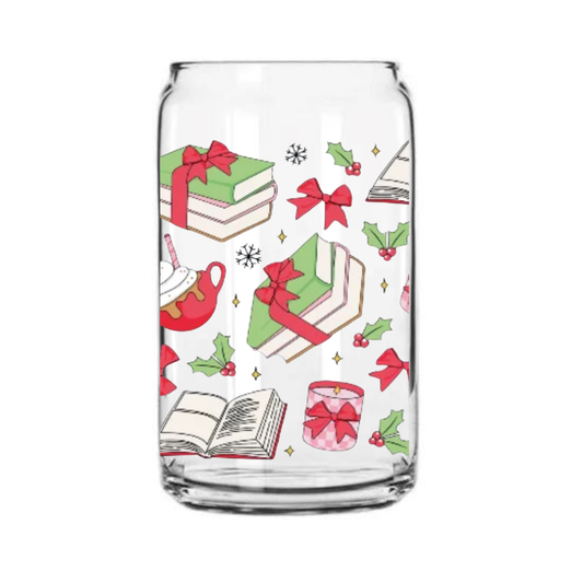 Holiday Reading Glass Can