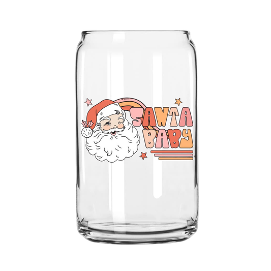 Santa Baby Glass Can
