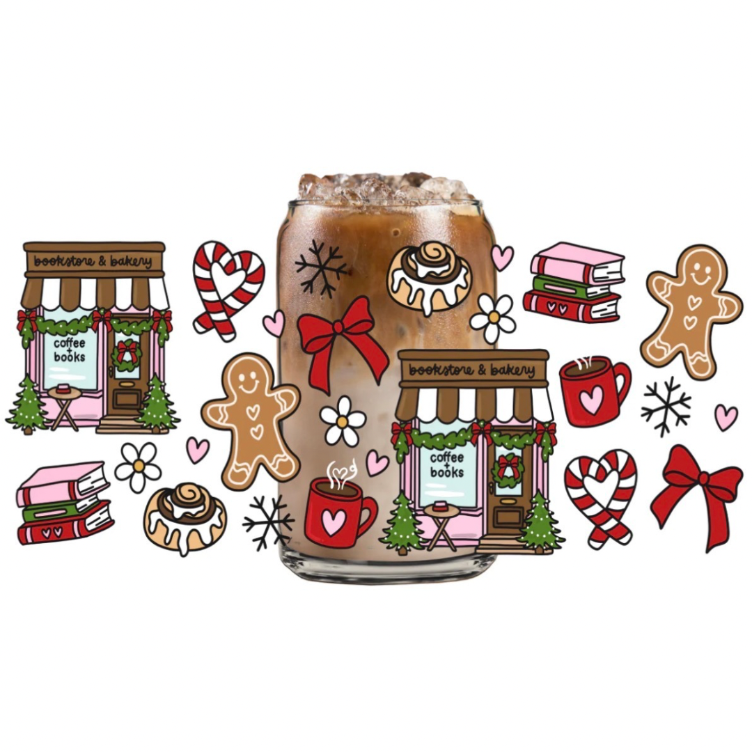 Holiday Bookshop Glass Can