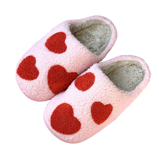 Pink With Red Heart Slippers