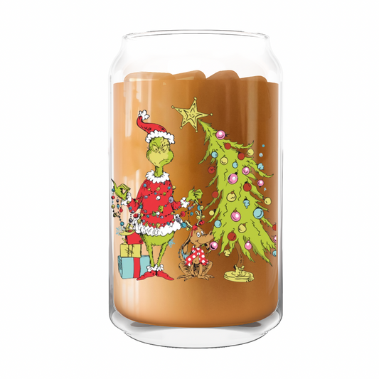 Grinchy Tree Glass Can