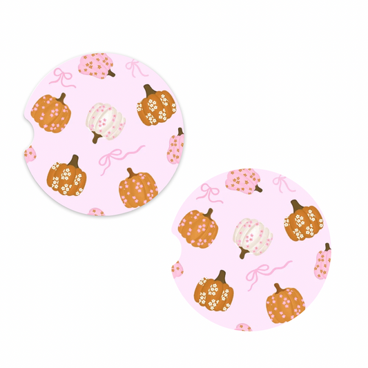Pink Pumpkins Car Coaster
