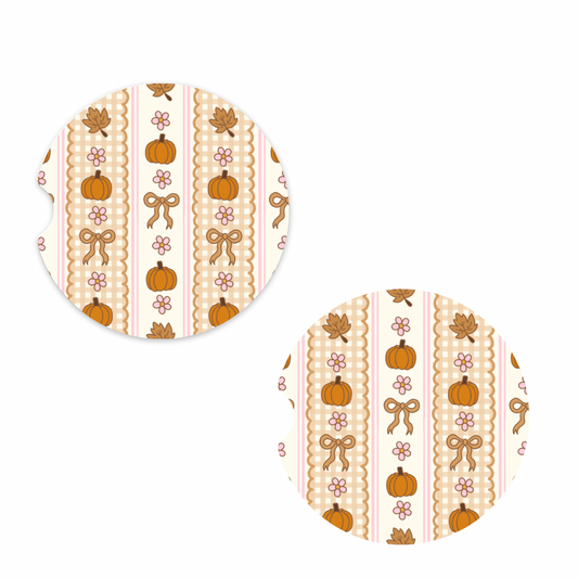 Pumpkin Stripes Car Coasters