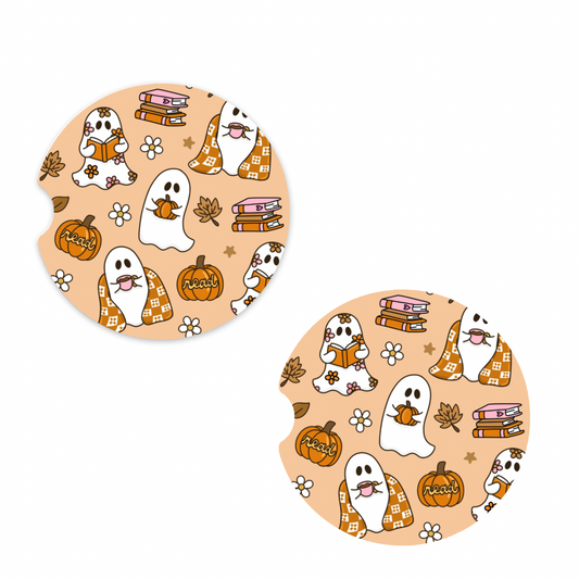 Spooky Reading Car Coasters