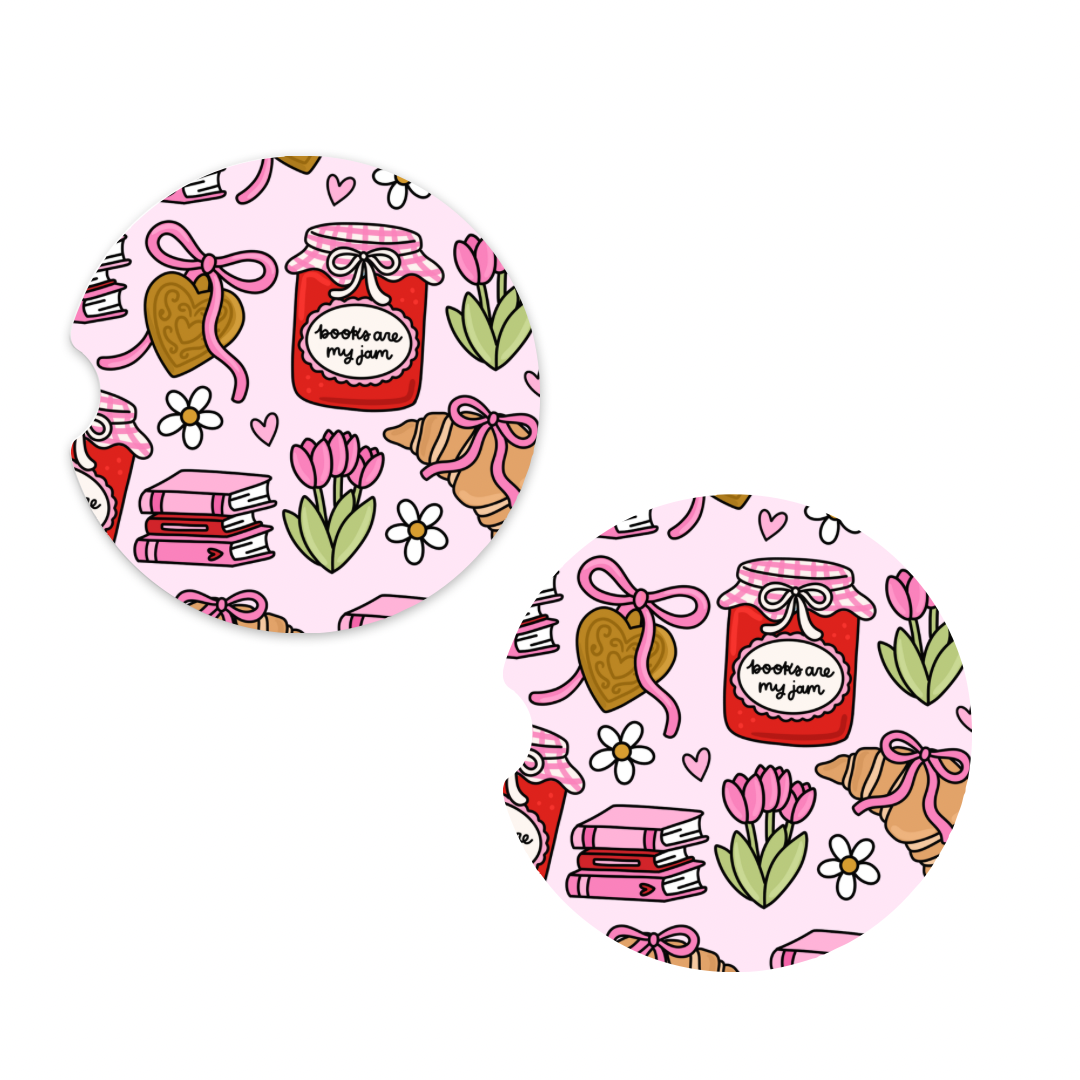Books Are My Jam Car Coasters
