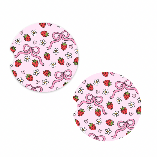 Strawberry Bow Car Coasters