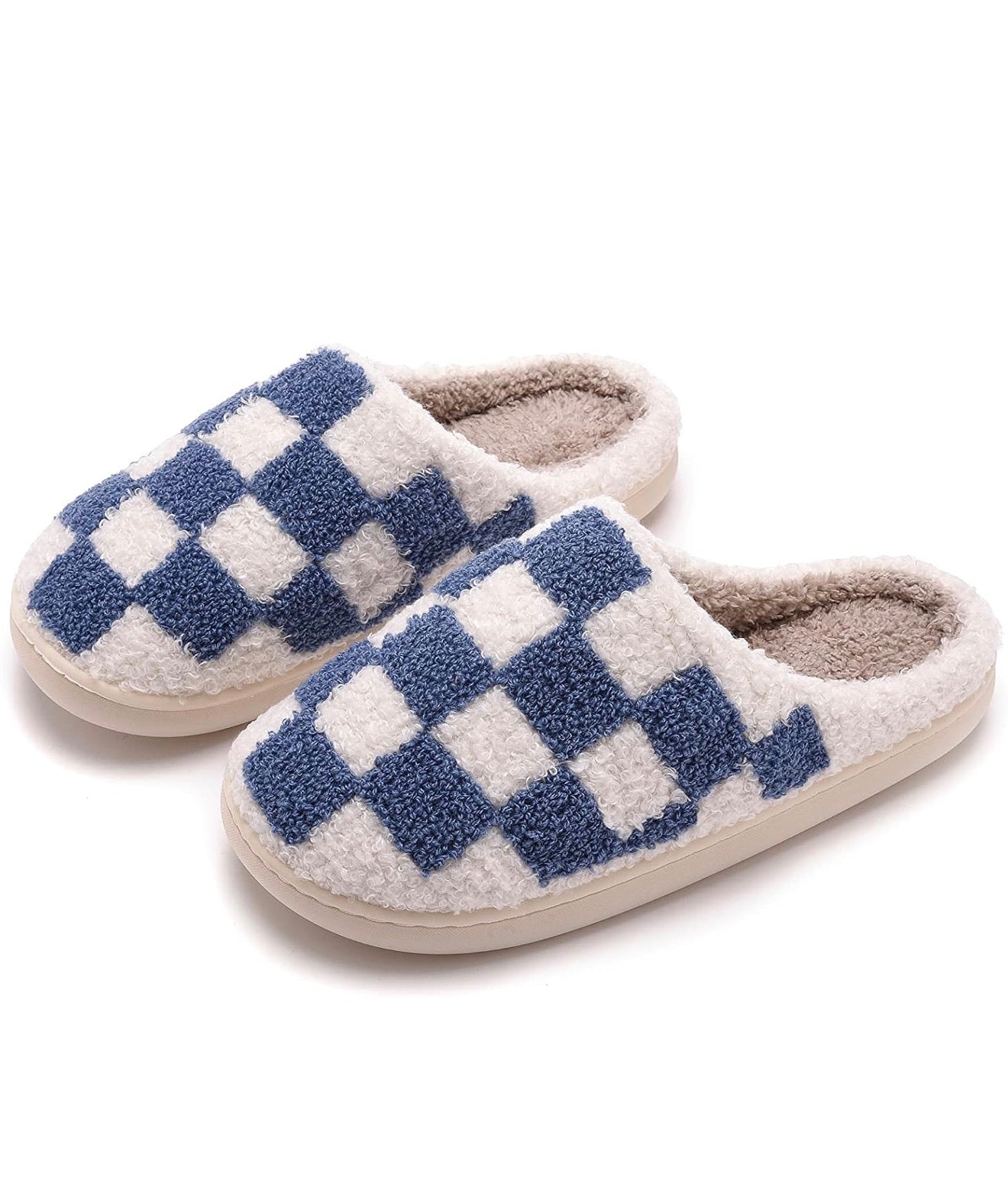 Blue Checker Slippers