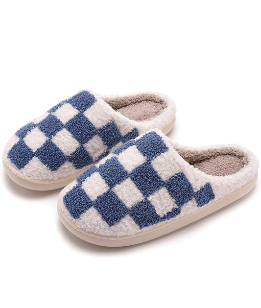 Blue Checker Slippers