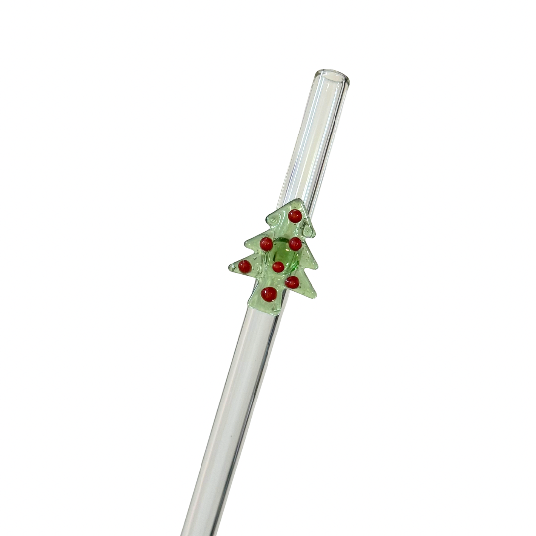 Christmas Tree Glass Straw