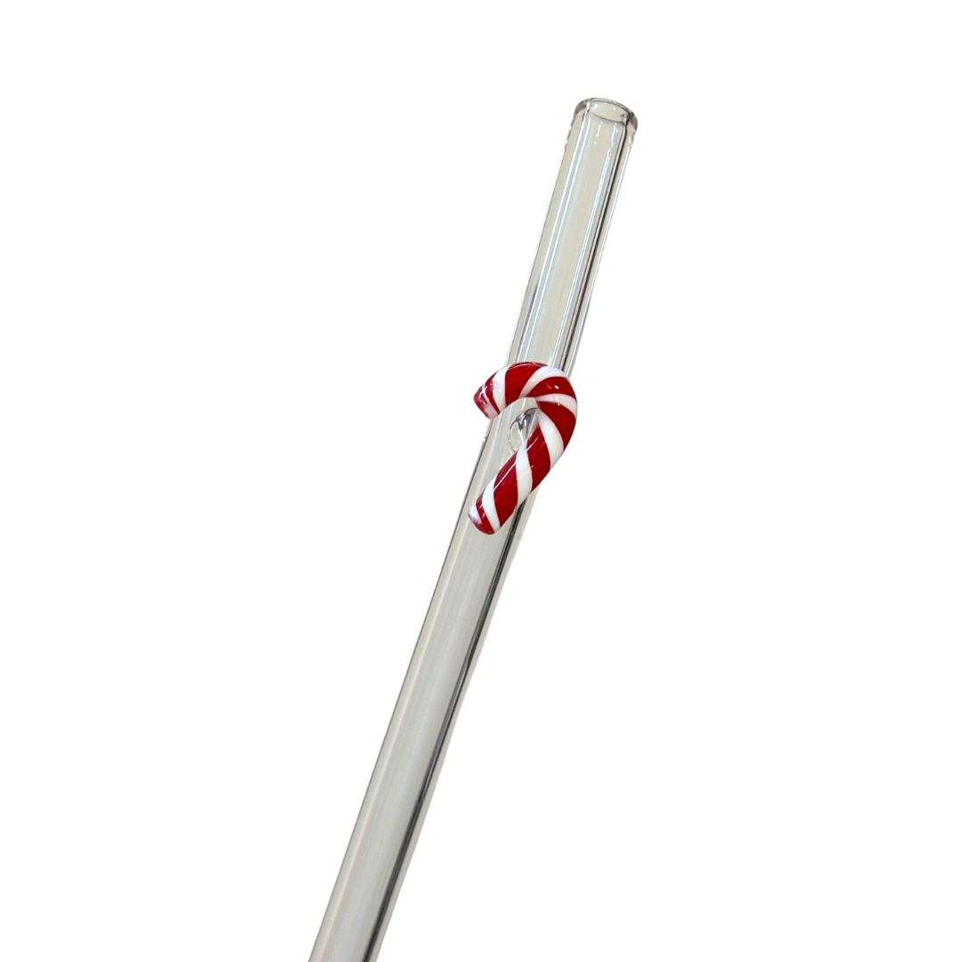 Candy Cane Glass Straw