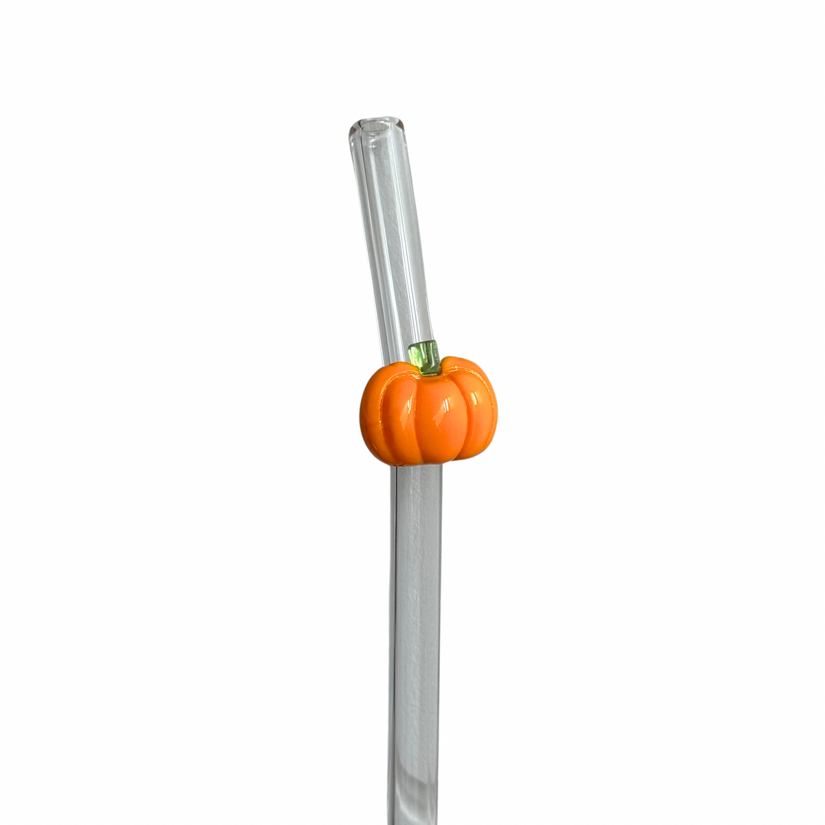 Pumpkin Glass Charm Straw