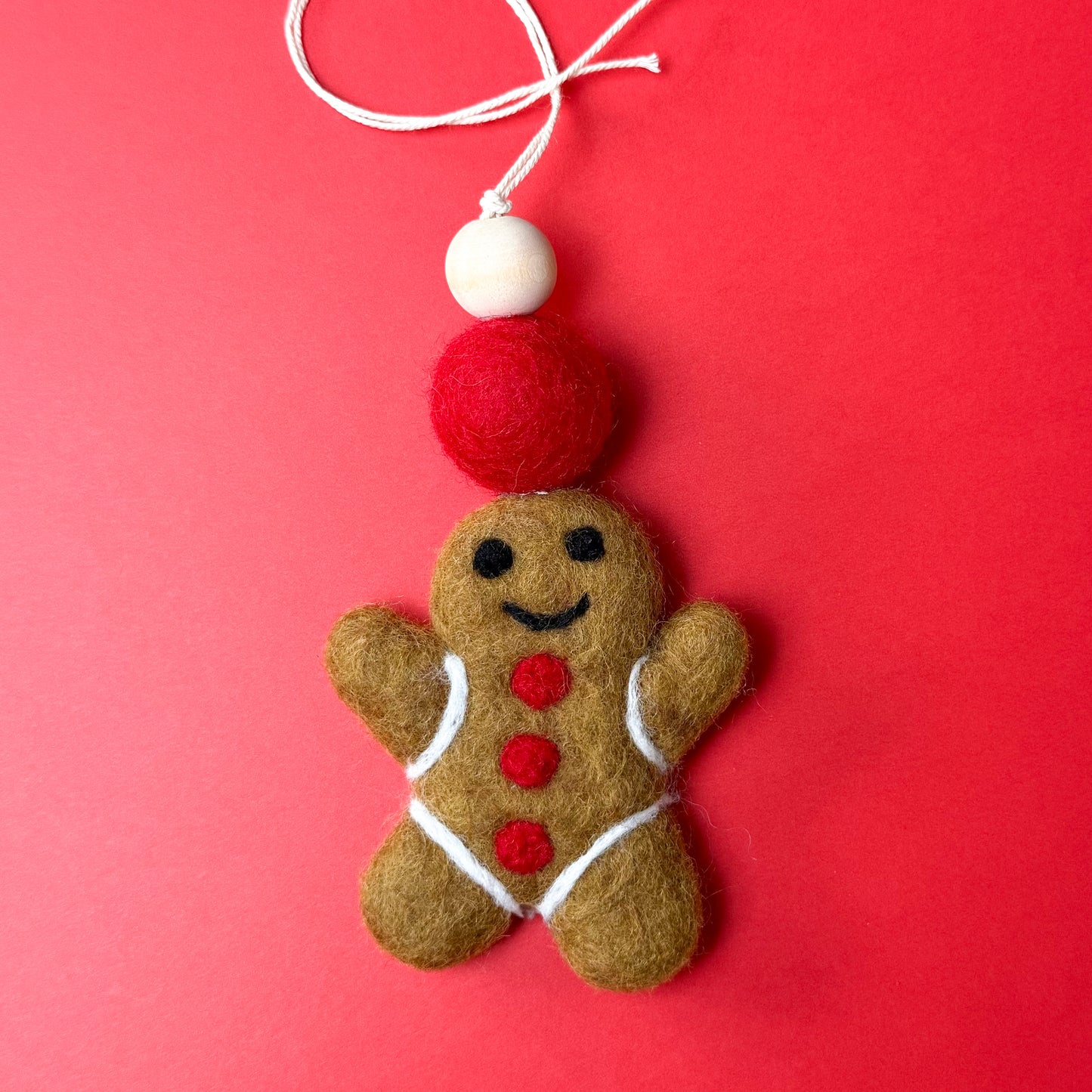 Red Ball Gingerbread Hanging