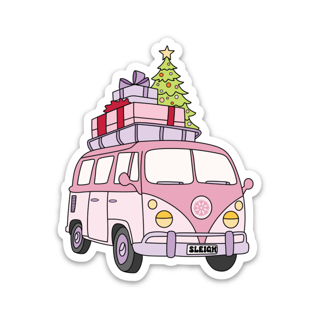 Christmas Van Weatherproof Sticker