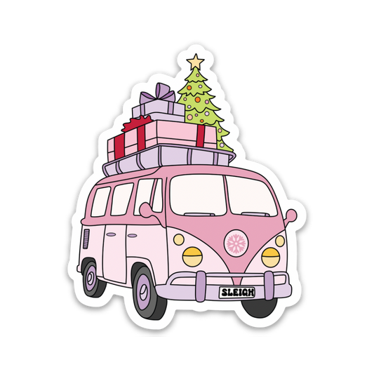 Christmas Van Weatherproof Sticker