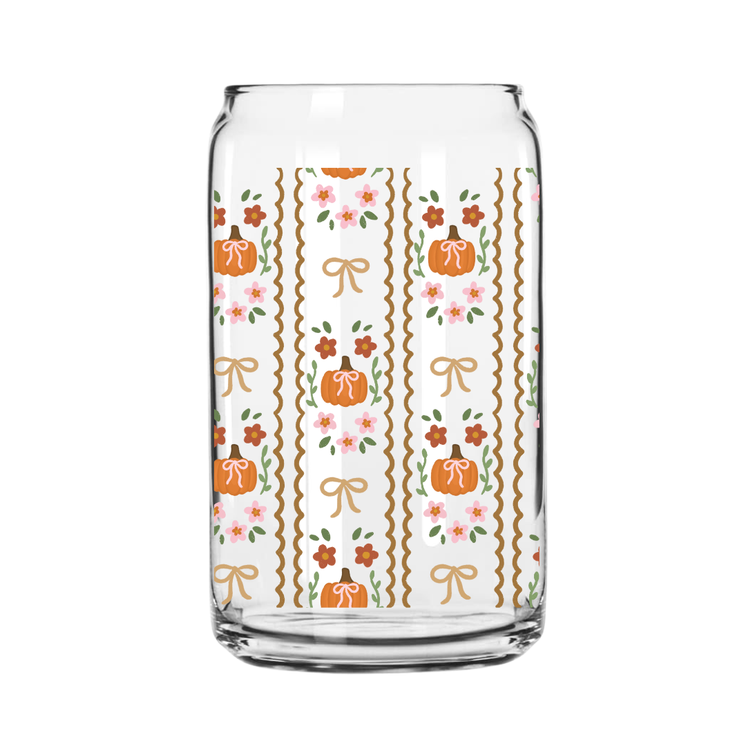 Pumpkin Stipe Glass Can