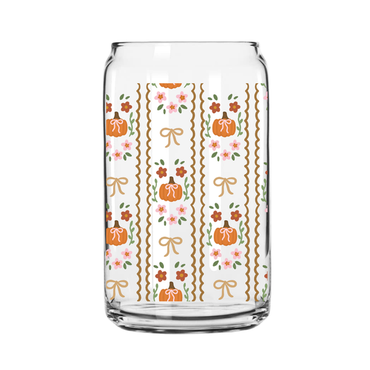 Pumpkin Stipe Glass Can
