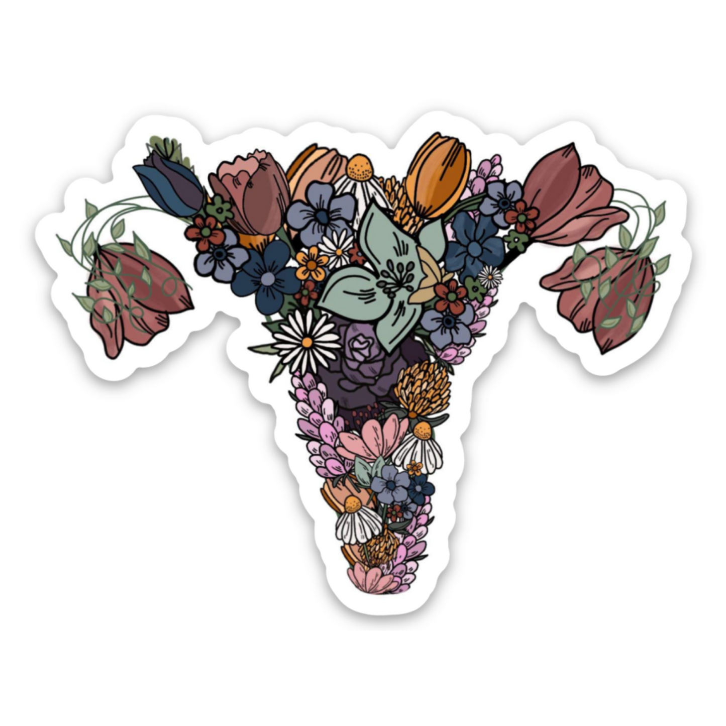Flower Uterus Weatherproof Sticker