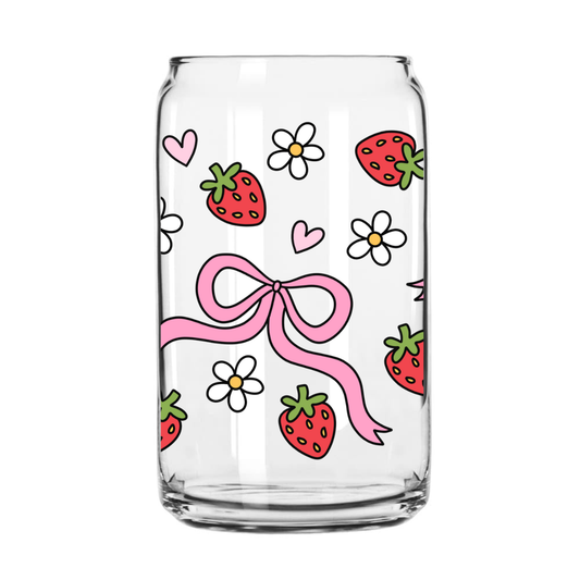 Strawberry Bows XL Glass Can