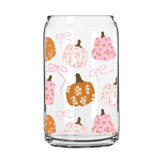 Pink Pumpkins Glass Can
