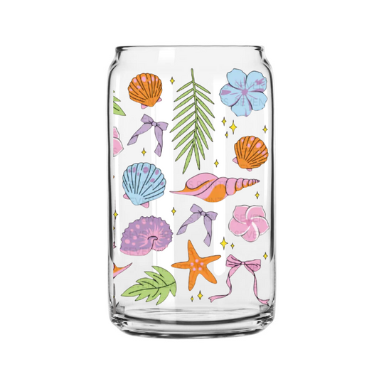 Summer Shells Glass Can