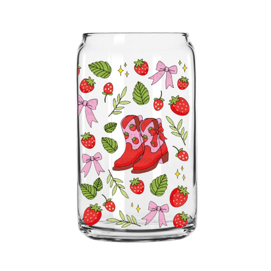 Strawberry Boots Glass Can