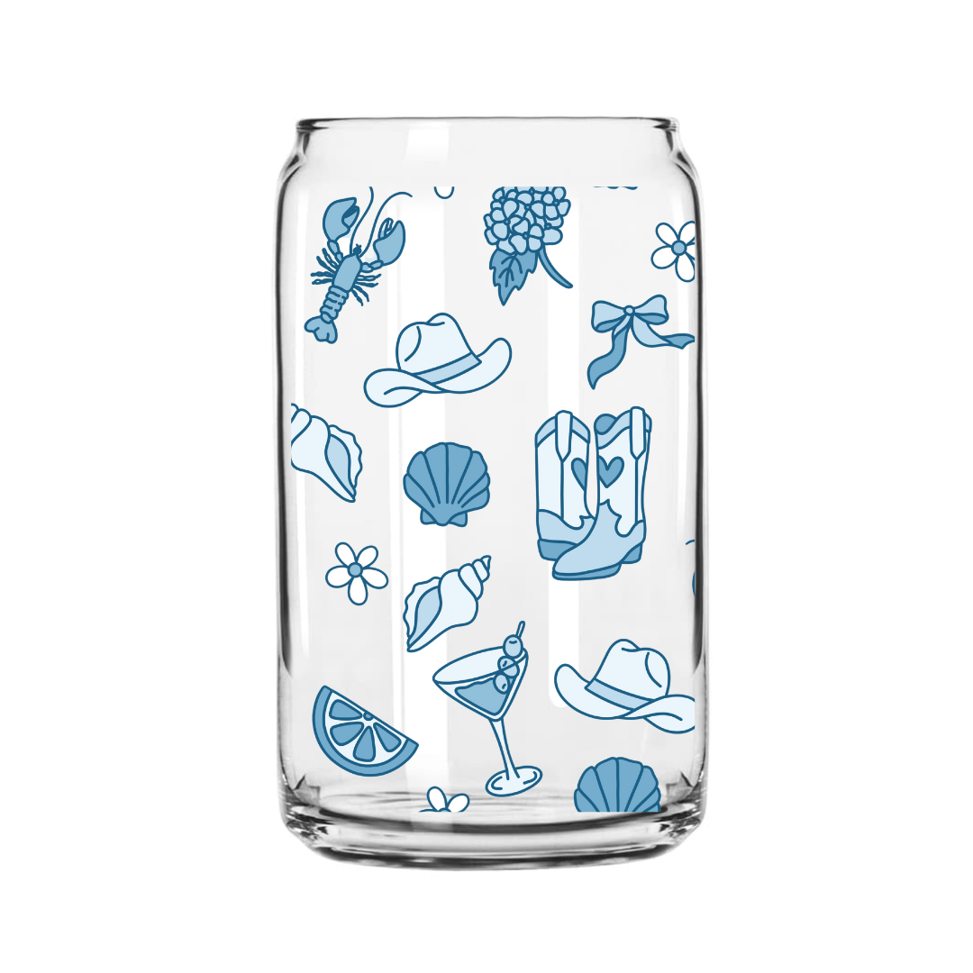 Coastal Cowgirl Glass Can