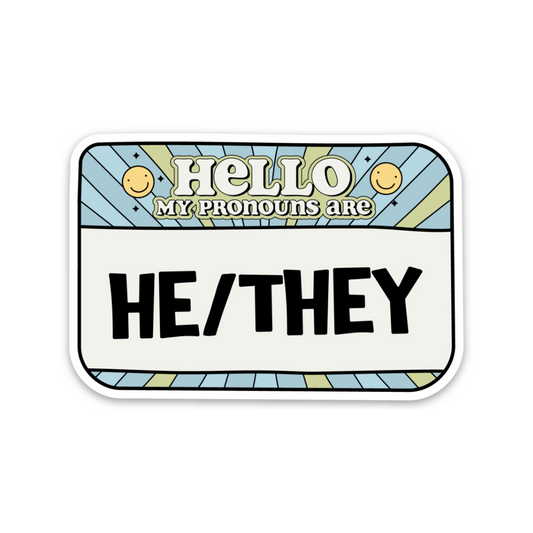 He/They Pronoun | Weatherproof Sticker
