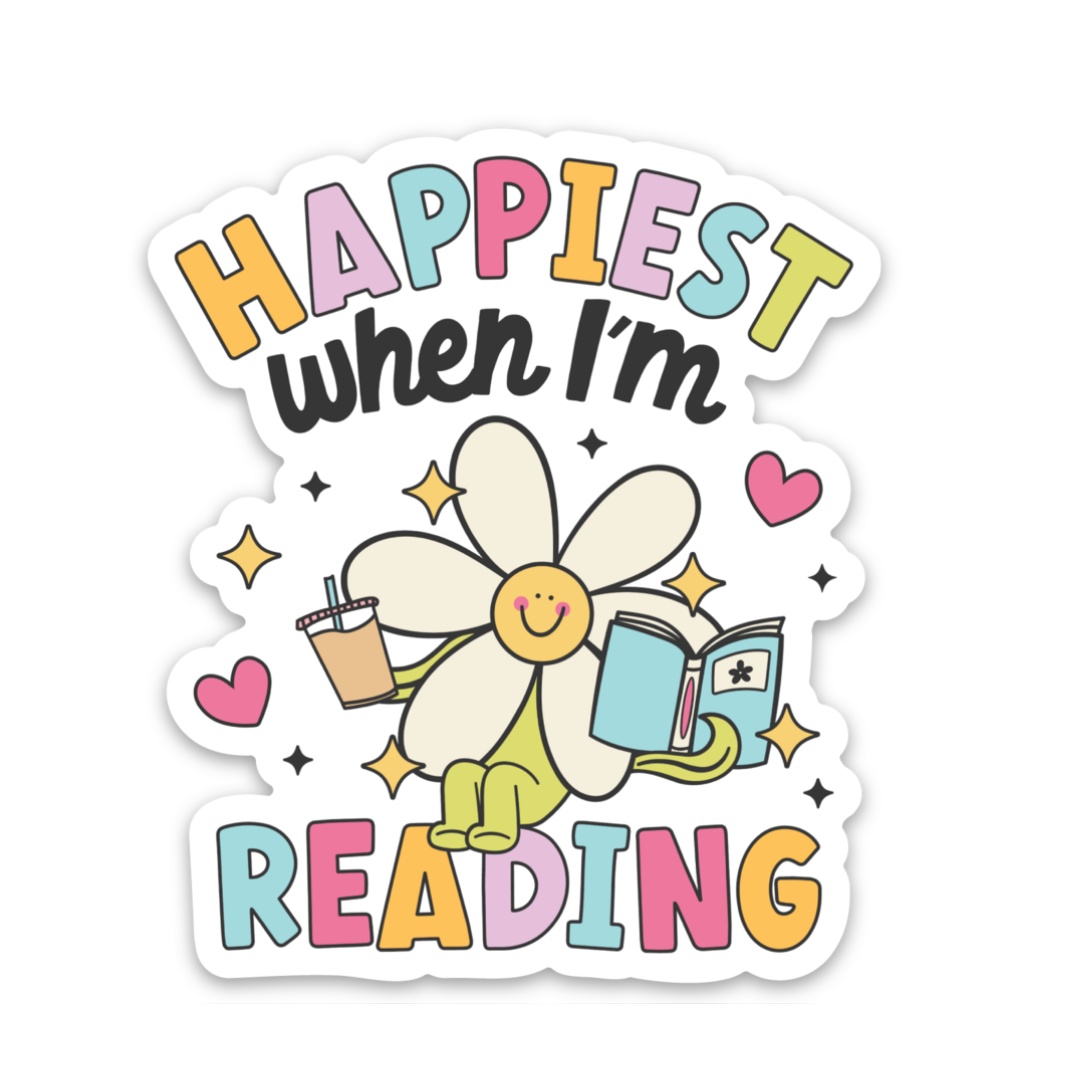 Happiest When I’m Reading | Weatherproof Sticker