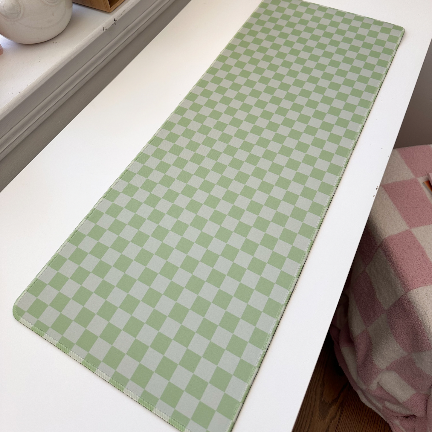 Green Checker Desk Pad