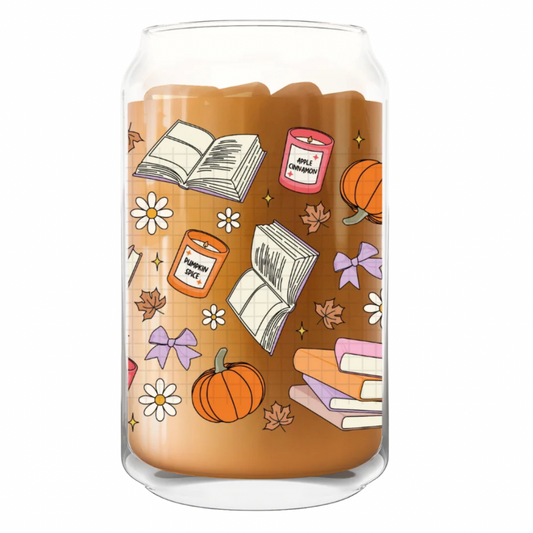 Fall Reading Glass Can