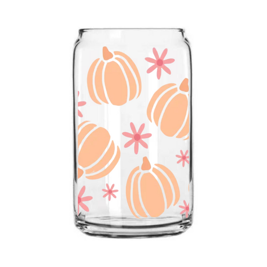 Pastel Pumpkins Glass Can